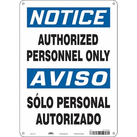 Condor Safety Sign, 14 in Height, 10 in Width, Polyethylene, Vertical Rectangle, English, Spanish, 472U50 472U50