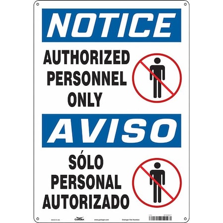 Condor Safety Sign, 20 in H, 14 in W, Aluminum, Vertical Rectangle, English, Spanish, 472U57 472U57