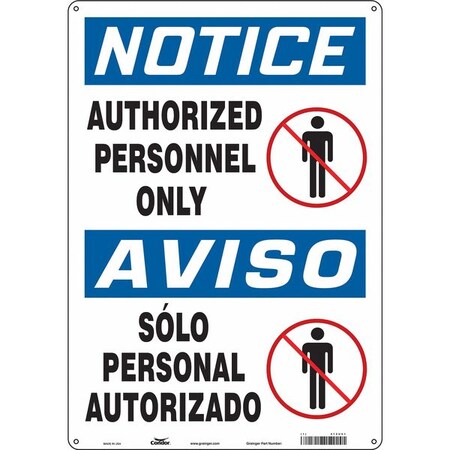 Condor Safety Sign, 20 in H, 14 in W, Polyethylene, Vertical Rectangle, English, Spanish, 472U61 472U61
