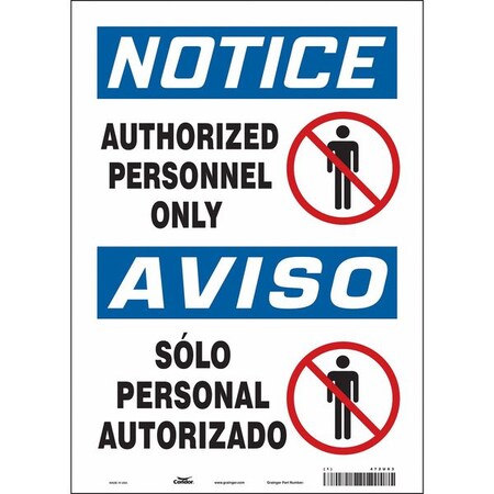 Condor Safety Sign, 14 in Height, 10 in Width, Vinyl, Vertical Rectangle, English, Spanish, 472U63 472U63