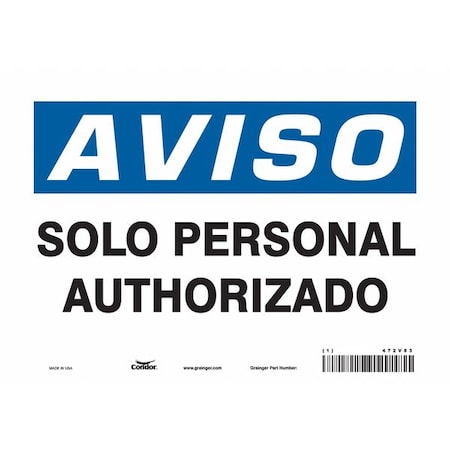 Condor Safety Sign, 10" W, 7" H, 0.004" Thickness 472V83