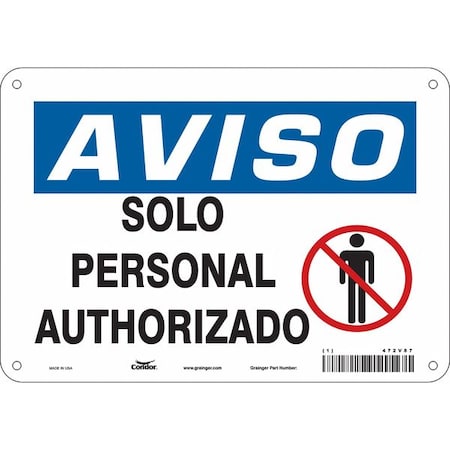 Condor Safety Sign, 7 in Height, 10 in Width, Polyethylene, Vertical Rectangle, Spanish 472V87