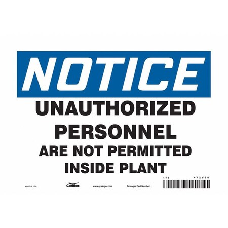 Condor Safety Sign, 7 in Height, 10 in Width, Vinyl, Vertical Rectangle, English, 472V98 472V98