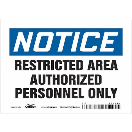 Condor Safety Sign, 5 in Height, 7 in Width, Vinyl, Horizontal Rectangle, English, 472V56 472V56