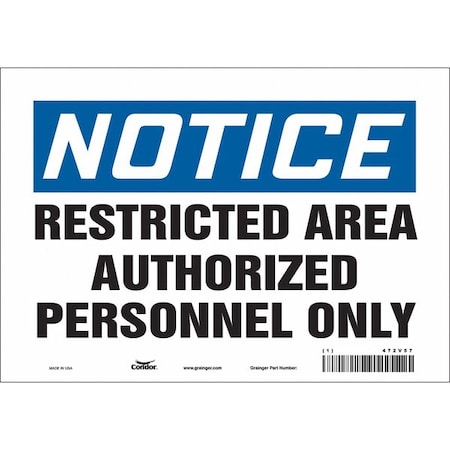 Condor Safety Sign, 7 in Height, 10 in Width, Vinyl, Vertical Rectangle, English, 472V57 472V57