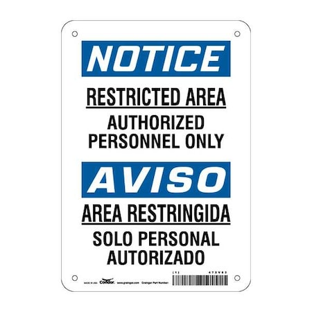Condor Safety Sign, 10 in Height, 7 in Width, Vinyl, Horizontal Rectangle, English, Spanish, 472V63 472V63