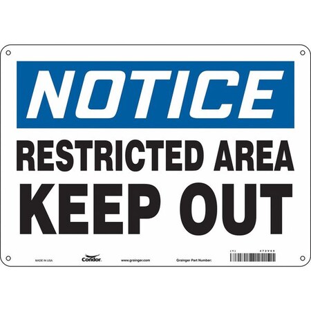 Condor Safety Sign, 10 in Height, 14 in Width, Polyethylene, Horizontal Rectangle, English, 472V69 472V69