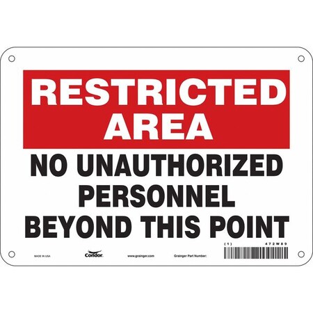 Condor Safety Sign, 7 in Height, 10 in Width, Polyethylene, Vertical Rectangle, English, 472W89 472W89