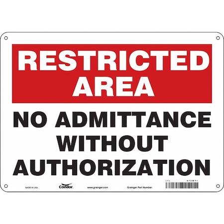 Condor Safety Sign, 10 in Height, 14 in Width, Aluminum, Horizontal Rectangle, English, 472W71 472W71