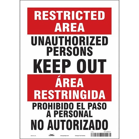 Condor Safety Sign, 14 in Height, 10 in Width, Vinyl, Vertical Rectangle, English, Spanish, 472W07 472W07