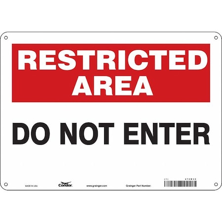 Condor Safety Sign, 10 in Height, 14 in Width, Polyethylene, Horizontal Rectangle, English, 472W30 472W30