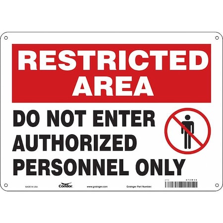 Condor Safety Sign, 10 in Height, 14 in Width, Polyethylene, Horizontal Rectangle, English, 472W38 472W38