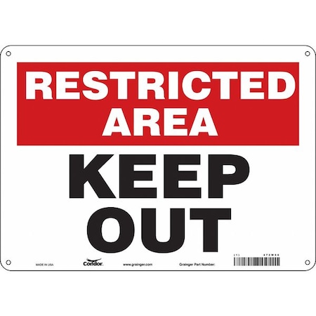 Condor Safety Sign, 10 in Height, 14 in Width, Aluminum, Horizontal Rectangle, English, 472W56 472W56