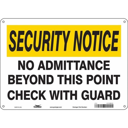Condor Safety Sign, 10 in Height, 14 in Width, Aluminum, Horizontal Rectangle, English, 472W62 472W62