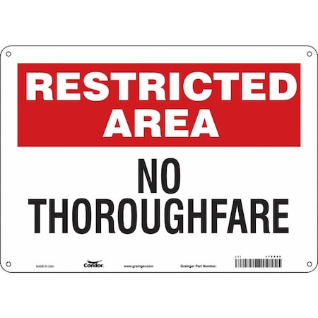 Condor NO THOROUGHFARE, 14 in W x 10 in H, Horizontal Rectangle, Polyethylene, 472X86 472X86