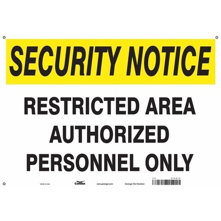 Condor Safety Sign, 14 in H, 20 in W, Vinyl, Horizontal Rectangle, English, 472X73 472X73