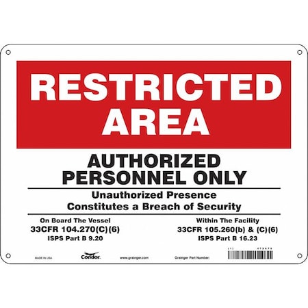 Condor Safety Sign, 10 in Height, 14 in Width, Polyethylene, Horizontal Rectangle, English, 472X78 472X78
