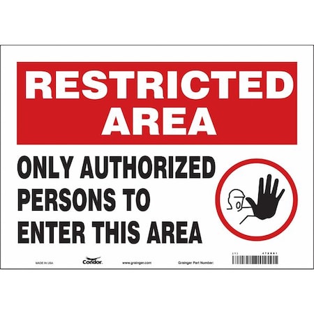 Condor Safety Sign, 10 in Height, 14 in Width, Vinyl, Horizontal Rectangle, English, 472X01 472X01