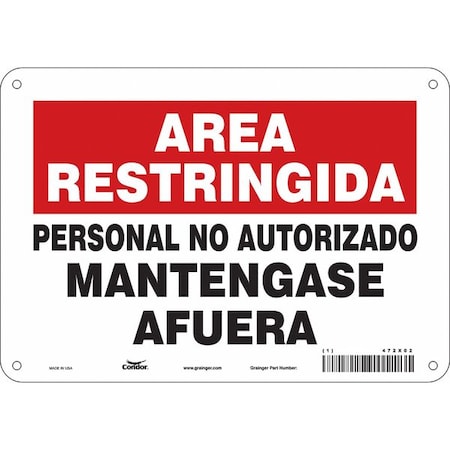 Condor Safety Sign, 10" W, 7" H, 0.032" Thickness 472X02