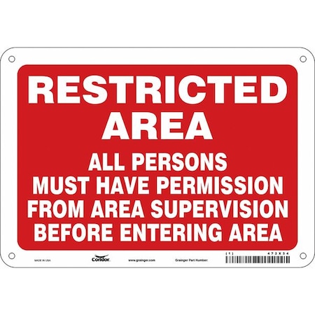 Condor Safety Sign, 7 in Height, 10 in Width, Polyethylene, Vertical Rectangle, English, 472X34 472X34