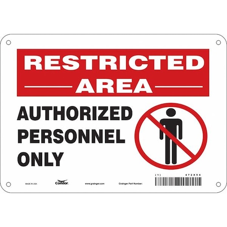 Condor Safety Sign, 7 in Height, 10 in Width, Polyethylene, Vertical Rectangle, English, 472X54 472X54