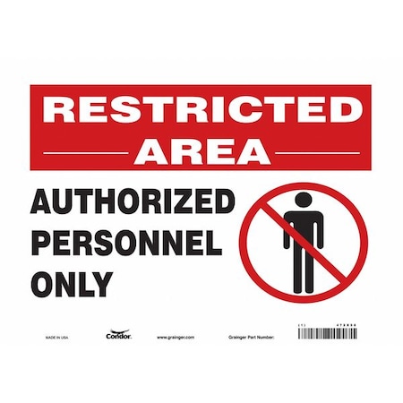 Condor Safety Sign, 10 in Height, 14 in Width, Vinyl, Horizontal Rectangle, English, 472X58 472X58