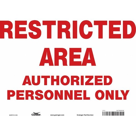 Condor Safety Sign, 10 in Height, 14 in Width, Vinyl, Horizontal Rectangle, English, 472X64 472X64