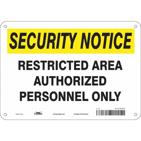 Condor Safety Sign, 7 in Height, 10 in Width, Aluminum, Vertical Rectangle, English, 472X65 472X65