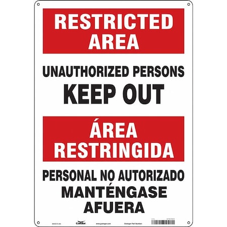 Condor Safety Sign, 20 in H, 14 in W, Aluminum, Vertical Rectangle, English, Spanish, 472Y02 472Y02