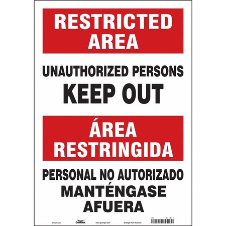 Condor Safety Sign, 20 in H, 14 in W, Vinyl, Vertical Rectangle, English, Spanish, 472Y09 472Y09