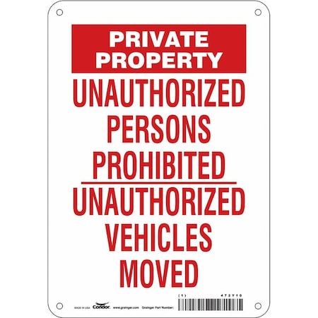 Condor Safety Sign, 10 in Height, 7 in Width, Aluminum, Horizontal Rectangle, English, 472Y10 472Y10