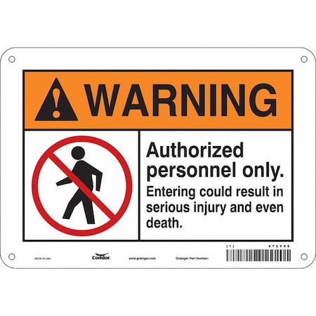 Condor Safety Sign, 7 in Height, 10 in Width, Polyethylene, Vertical Rectangle, English, 472Y56 472Y56