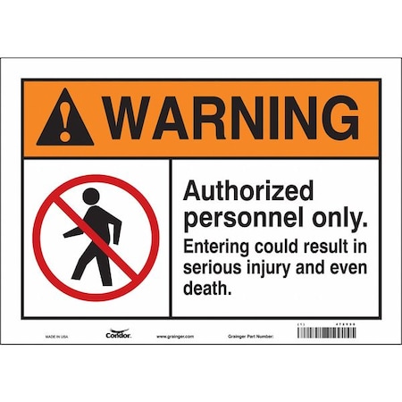 Condor Safety Sign, 10 in Height, 14 in Width, Vinyl, Horizontal Rectangle, English, 472Y59 472Y59