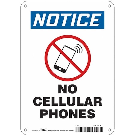 Condor Safety Sign, 10 in Height, 7 in Width, Polyethylene, Horizontal Rectangle, English, 472Z87 472Z87