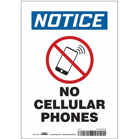 Condor Safety Sign, 10 in Height, 7 in Width, Vinyl, Horizontal Rectangle, English, 472Z90 472Z90