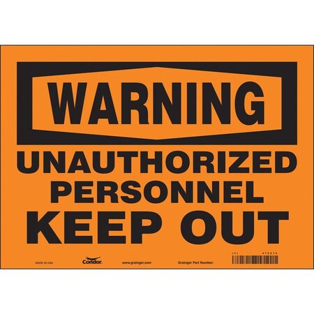 Condor Safety Sign, 10 in Height, 14 in Width, Vinyl, Horizontal Rectangle, English, 472Z15 472Z15