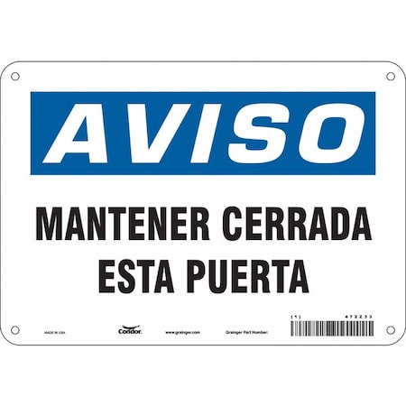 Condor Safety Sign, 7 in Height, 10 in Width, Polyethylene, Vertical Rectangle, Spanish 472Z33