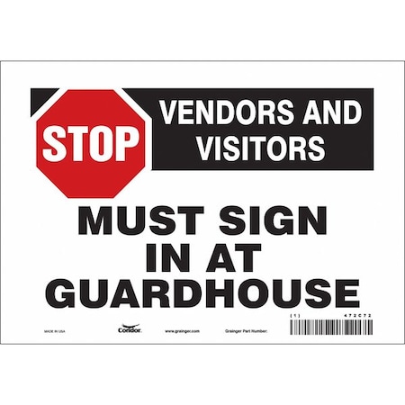 Condor Safety Sign, 7 in Height, 10 in Width, Vinyl, Vertical Rectangle, English, 472C72 472C72