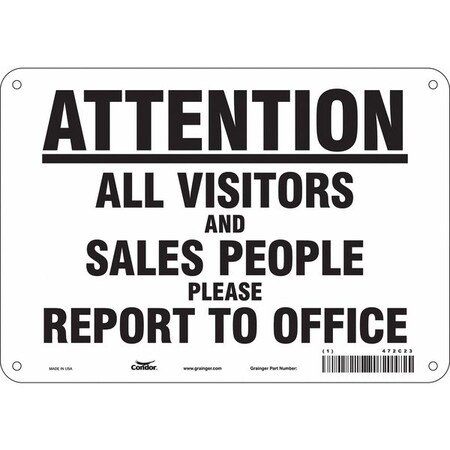 Condor Safety Sign, 7 in Height, 10 in Width, Polyethylene, Vertical Rectangle, English, 472C23 472C23