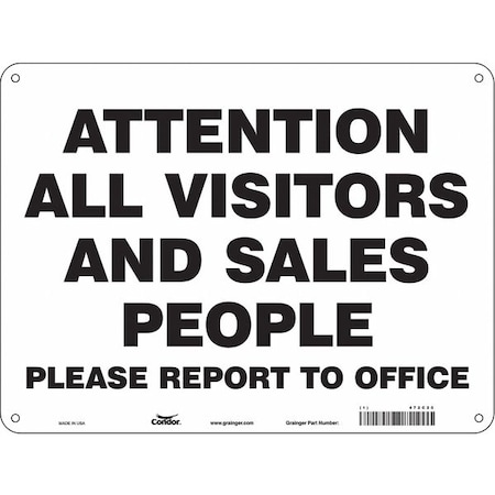 Condor Safety Sign, 18 in H, 24 in W, Polyethylene, Horizontal Rectangle, English, 472C25 472C25