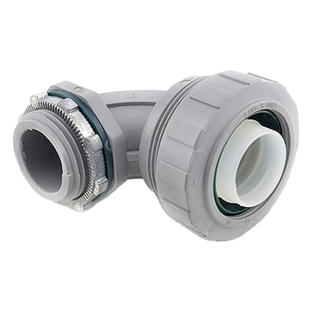 Bridgeport Fittings Conduit Fitting Connector, 1/2 in, Liquid-Tight, Nylon, Zinc Plated, Gray 472-NMLT