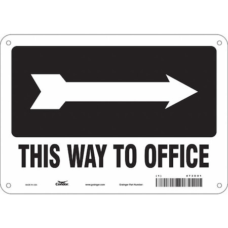 Condor This Way To Office, 10 in W x 7 in H, Vertical Rectangle, Aluminum, 473D01 473D01