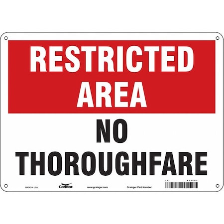 Condor Restricted Area, No Thoroughfare, 14 in W x 10 in H, Horizontal Rectangle, Aluminum, 473F07 473F07