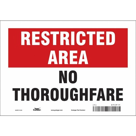 Condor Restricted Area, No Thoroughfare, 10 in W x 7 in H, Vertical Rectangle, Vinyl, 473F11 473F11