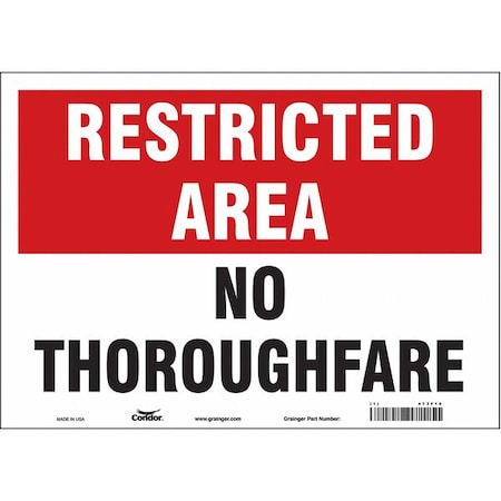 Condor Restricted Area, No Thoroughfare, 14 in W x 10 in H, Horizontal Rectangle, Vinyl, 473F12 473F12