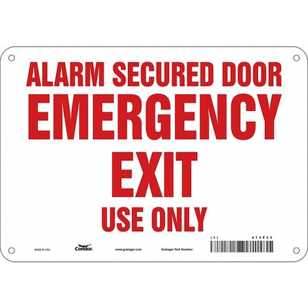 Condor Exit Sign, Plastic, 10" W, 7" H, White 473F23