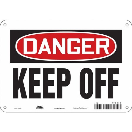 Condor Danger, Keep Off, 10 in W x 7 in H, Vertical Rectangle, Polyethylene, 473G06 473G06
