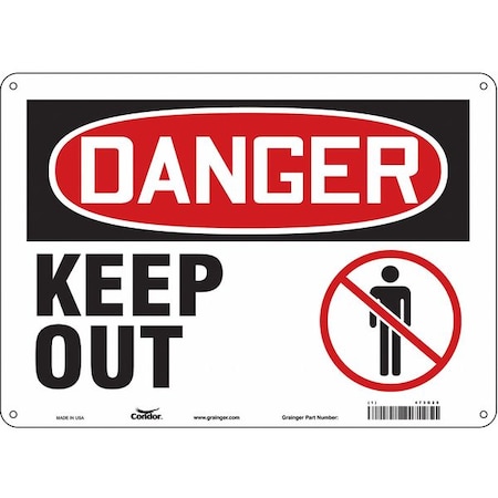 Condor Danger, Keep Out, 14 in W x 10 in H, Horizontal Rectangle, Aluminum, 473G25 473G25