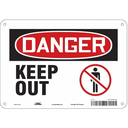 Condor Danger, Keep Out, 10 in W x 7 in H, Vertical Rectangle, Polyethylene, 473G28 473G28