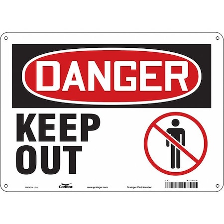 Condor Danger, Keep Out, 14 in W x 10 in H, Horizontal Rectangle, Polyethylene, 473G29 473G29